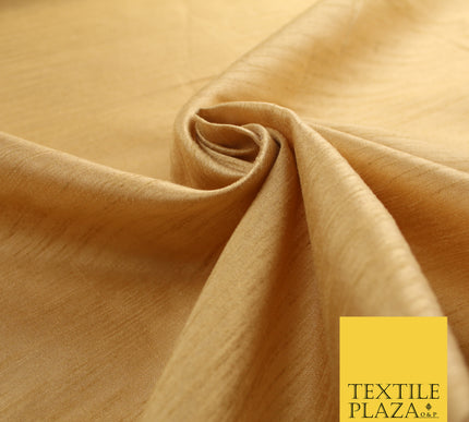 TOASTED GOLD   Plain Dyed Faux Dupion Raw Silk Polyester Dress Fabric Material 7919