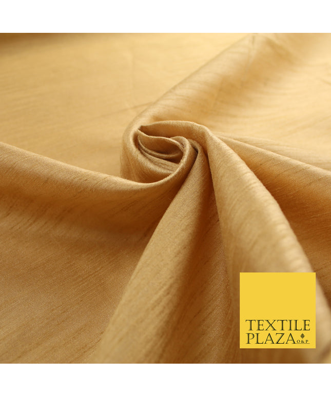 TOASTED GOLD   Plain Dyed Faux Dupion Raw Silk Polyester Dress Fabric Material 7919