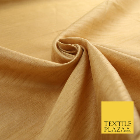 TOASTED GOLD   Plain Dyed Faux Dupion Raw Silk Polyester Dress Fabric Material 7919