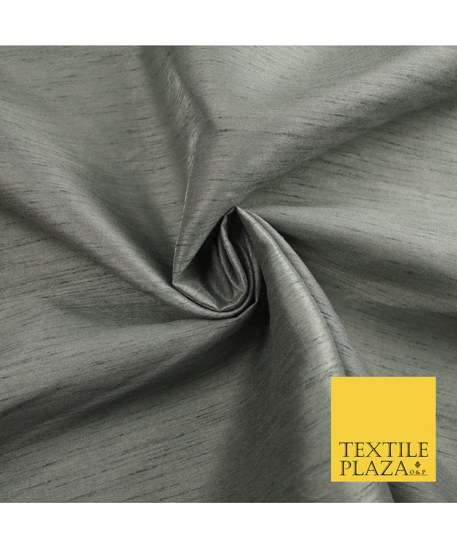 LIGHT GREY Plain Dyed Faux Dupion Raw Silk Polyester Dress Fabric Material 7922