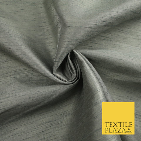 LIGHT GREY Plain Dyed Faux Dupion Raw Silk Polyester Dress Fabric Material 7922
