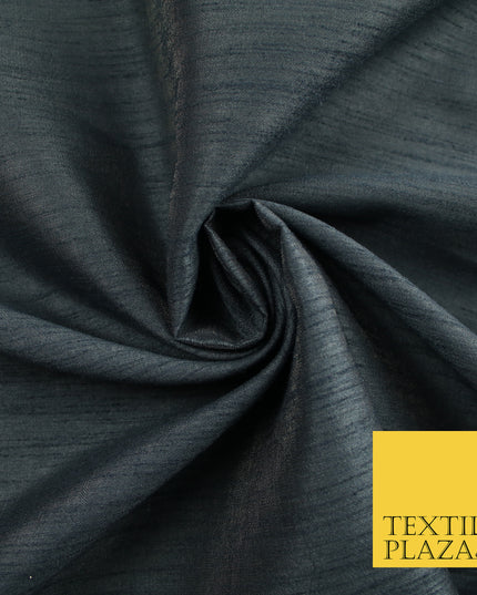 GRAPHITE GREY Plain Dyed Faux Dupion Raw Silk Polyester Dress Fabric Material 7923