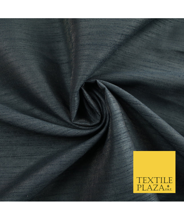GRAPHITE GREY Plain Dyed Faux Dupion Raw Silk Polyester Dress Fabric Material 7923