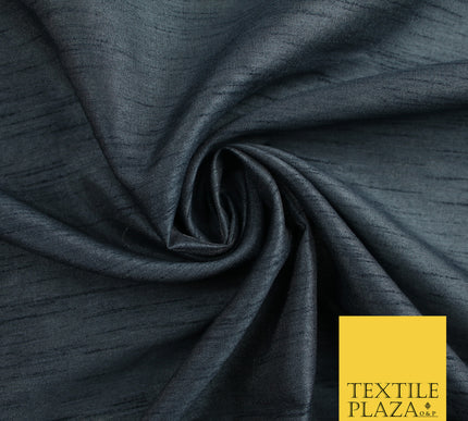 STORM GREY Plain Dyed Faux Dupion Raw Silk Polyester Dress Fabric Material 7924