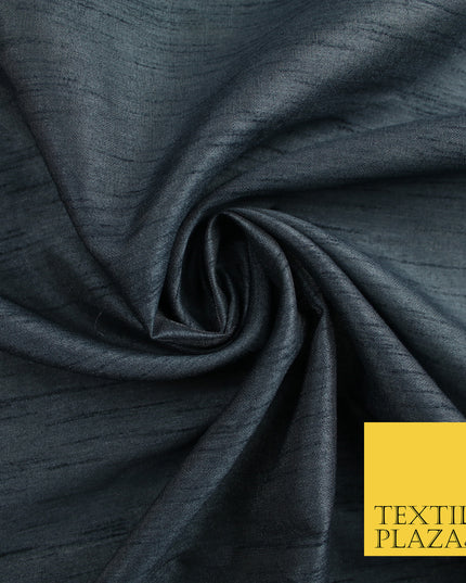 STORM GREY Plain Dyed Faux Dupion Raw Silk Polyester Dress Fabric Material 7924