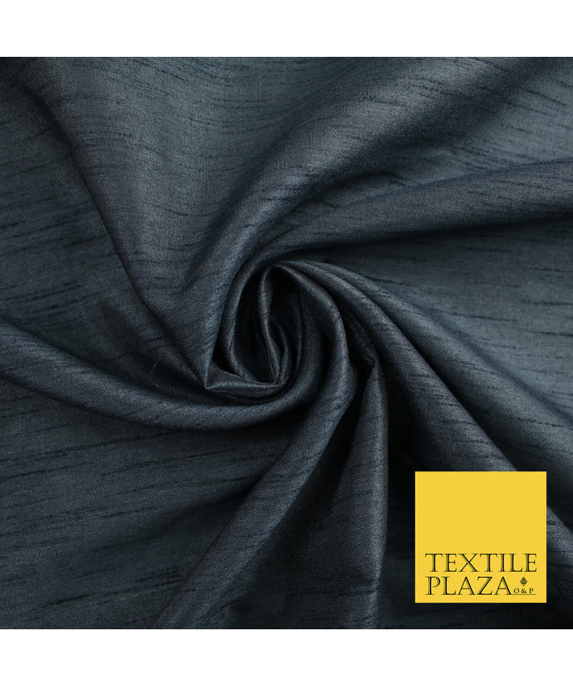 STORM GREY Plain Dyed Faux Dupion Raw Silk Polyester Dress Fabric Material 7924