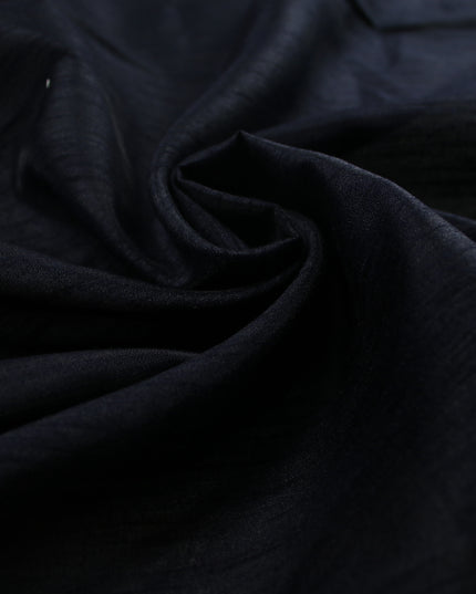 DARK INK NAVY BLUE Plain Dyed Faux Dupion Raw Silk Polyester Dress Fabric Material 7928