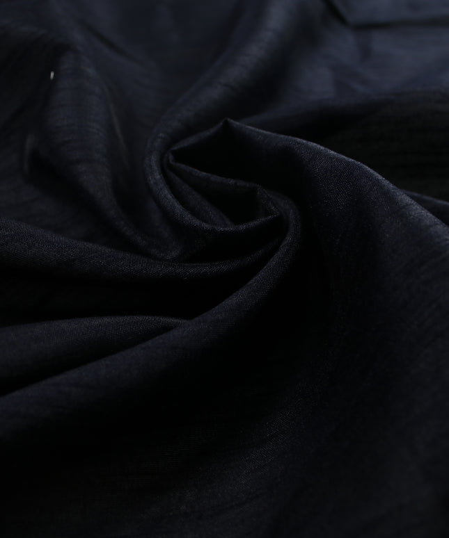 DARK INK NAVY BLUE Plain Dyed Faux Dupion Raw Silk Polyester Dress Fabric Material 7928