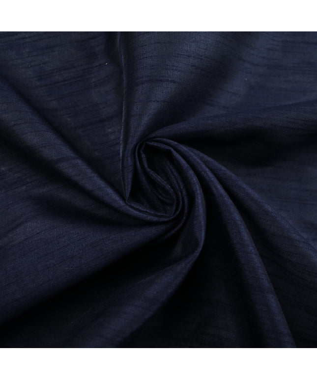 DARK NAVY BLUE  Plain Dyed Faux Dupion Raw Silk Polyester Dress Fabric Material 7929