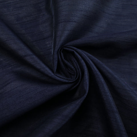 DARK NAVY BLUE  Plain Dyed Faux Dupion Raw Silk Polyester Dress Fabric Material 7929