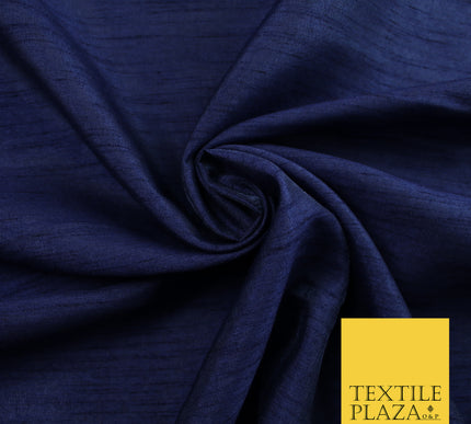 MIDNIGHT BLUE Plain Dyed Faux Dupion Raw Silk Polyester Dress Fabric Material 7931