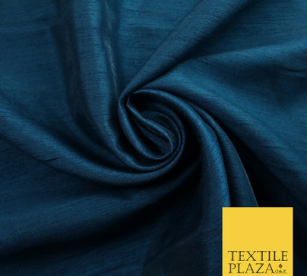 PETROL BLUE  Plain Dyed Faux Dupion Raw Silk Polyester Dress Fabric Material 7933