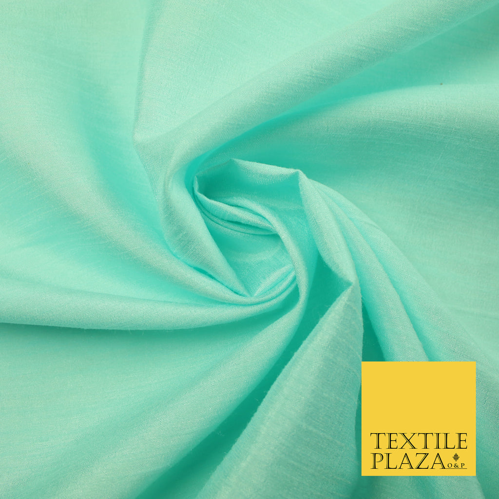 LIGHT AQUA BLUE Plain Dyed Faux Dupion Raw Silk Polyester Dress Fabric Material 7936