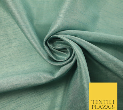 VINTAGE DUSTY BLUE Plain Dyed Faux Dupion Raw Silk Polyester Dress Fabric Material 7938