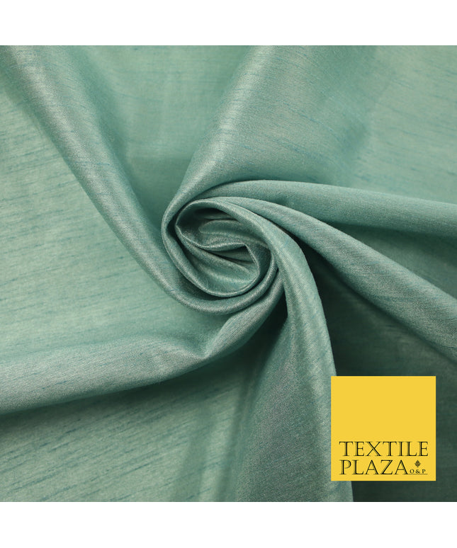 VINTAGE DUSTY BLUE Plain Dyed Faux Dupion Raw Silk Polyester Dress Fabric Material 7938