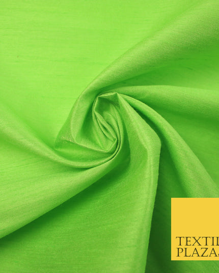 APPLE GREEN Plain Dyed Faux Dupion Raw Silk Polyester Dress Fabric Material 7941