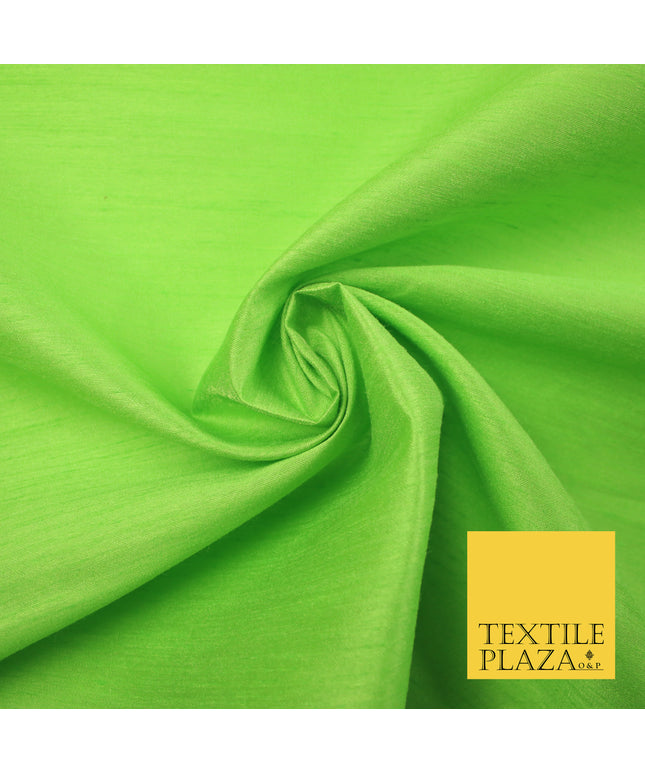 APPLE GREEN Plain Dyed Faux Dupion Raw Silk Polyester Dress Fabric Material 7941