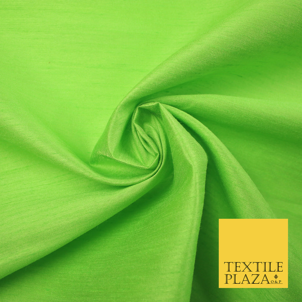 APPLE GREEN Plain Dyed Faux Dupion Raw Silk Polyester Dress Fabric Material 7941