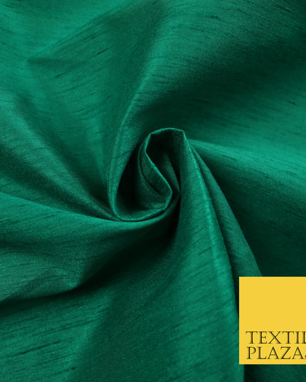 JADE GREEN Plain Dyed Faux Dupion Raw Silk Polyester Dress Fabric Material 7943