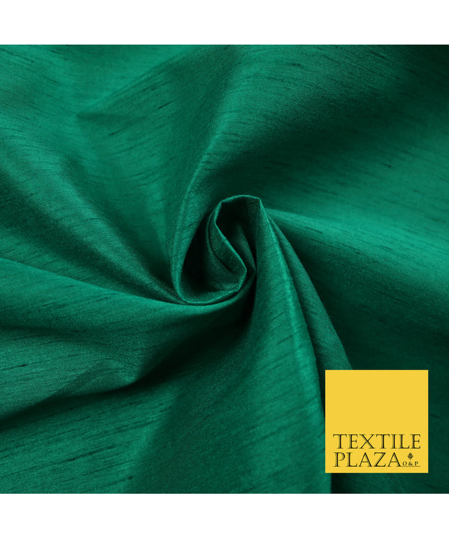 JADE GREEN Plain Dyed Faux Dupion Raw Silk Polyester Dress Fabric Material 7943