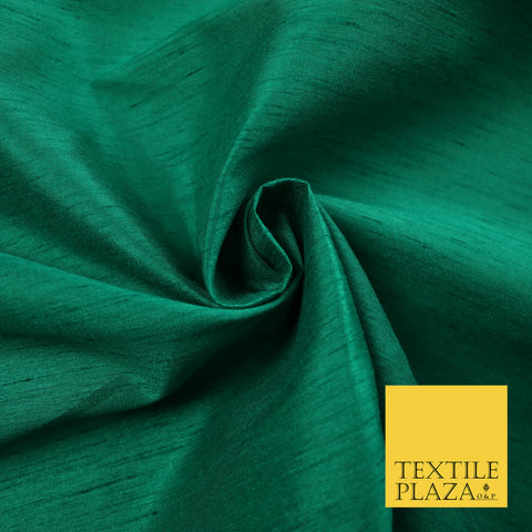 JADE GREEN Plain Dyed Faux Dupion Raw Silk Polyester Dress Fabric Material 7943
