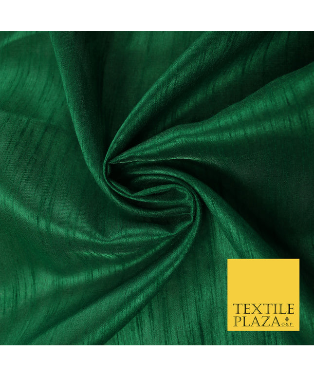 EMERALD GREEN Plain Dyed Faux Dupion Raw Silk Polyester Dress Fabric Material 7945