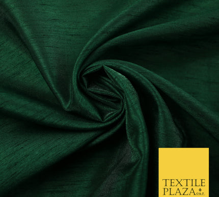 BOTTLE GREEN  Plain Dyed Faux Dupion Raw Silk Polyester Dress Fabric Material 7946