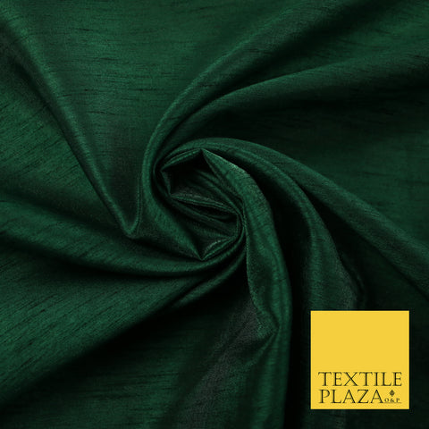 BOTTLE GREEN  Plain Dyed Faux Dupion Raw Silk Polyester Dress Fabric Material 7946
