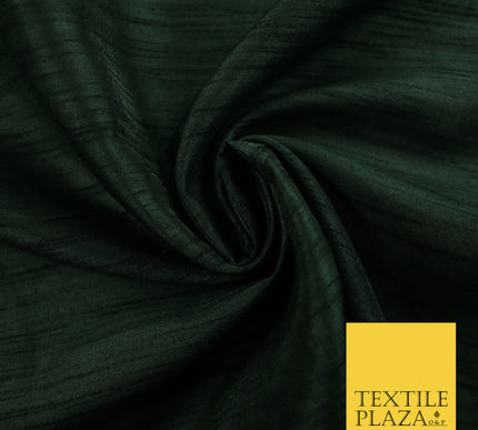 DARK GREEN  Plain Dyed Faux Dupion Raw Silk Polyester Dress Fabric Material 7947