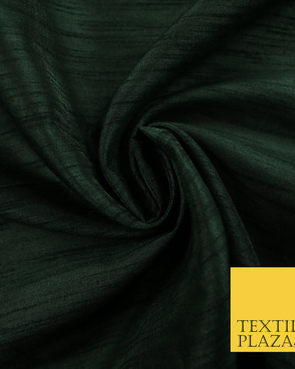 DARK GREEN  Plain Dyed Faux Dupion Raw Silk Polyester Dress Fabric Material 7947