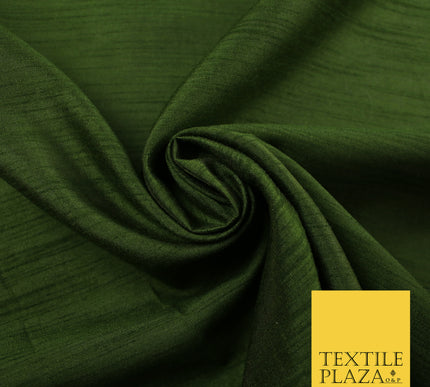 OLIVE GREEN  Plain Dyed Faux Dupion Raw Silk Polyester Dress Fabric Material 7948