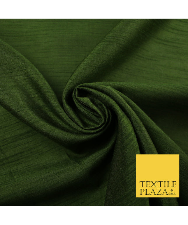 OLIVE GREEN  Plain Dyed Faux Dupion Raw Silk Polyester Dress Fabric Material 7948