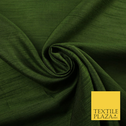 OLIVE GREEN  Plain Dyed Faux Dupion Raw Silk Polyester Dress Fabric Material 7948