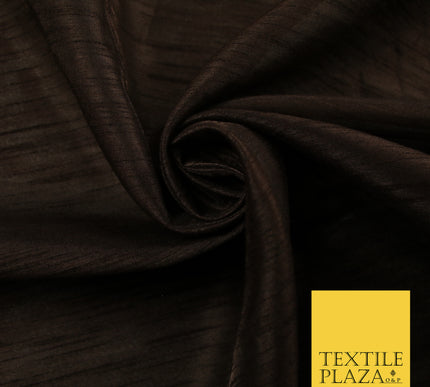 DARK BROWN   Plain Dyed Faux Dupion Raw Silk Polyester Dress Fabric Material 7949