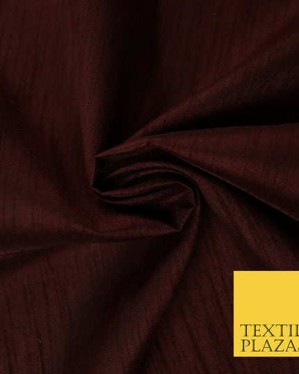 DEEP BURGUNDY   Plain Dyed Faux Dupion Raw Silk Polyester Dress Fabric Material 7950