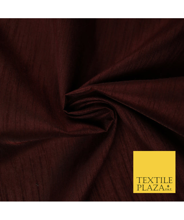 DEEP BURGUNDY   Plain Dyed Faux Dupion Raw Silk Polyester Dress Fabric Material 7950