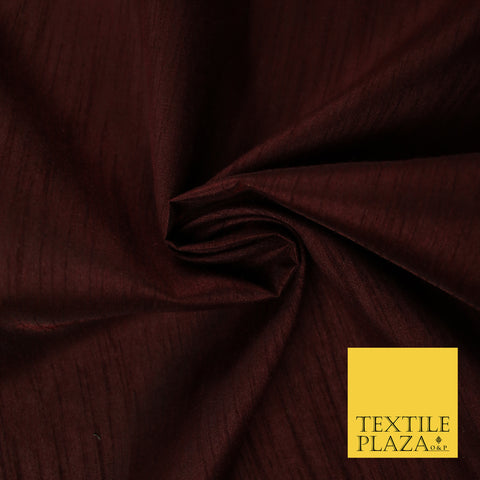DEEP BURGUNDY   Plain Dyed Faux Dupion Raw Silk Polyester Dress Fabric Material 7950