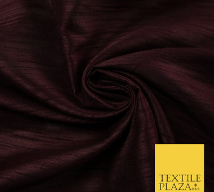 DEEP AUBERGINE Plain Dyed Faux Dupion Raw Silk Polyester Dress Fabric Material 7951