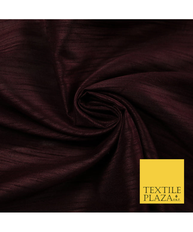 DEEP AUBERGINE Plain Dyed Faux Dupion Raw Silk Polyester Dress Fabric Material 7951