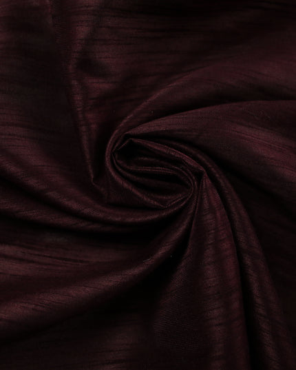DEEP AUBERGINE Plain Dyed Faux Dupion Raw Silk Polyester Dress Fabric Material 7952