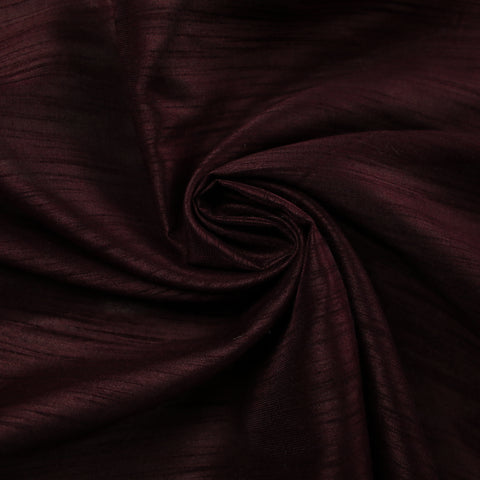 DEEP AUBERGINE Plain Dyed Faux Dupion Raw Silk Polyester Dress Fabric Material 7952