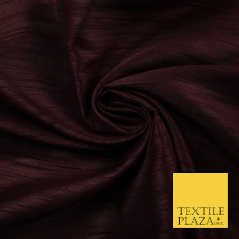 DEEP AUBERGINE Plain Dyed Faux Dupion Raw Silk Polyester Dress Fabric Material 7951