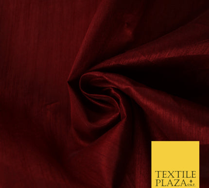 DEEP BURGUNDY Plain Dyed Faux Dupion Raw Silk Polyester Dress Fabric Material 7953
