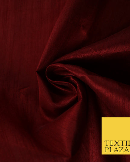 DEEP BURGUNDY Plain Dyed Faux Dupion Raw Silk Polyester Dress Fabric Material 7953