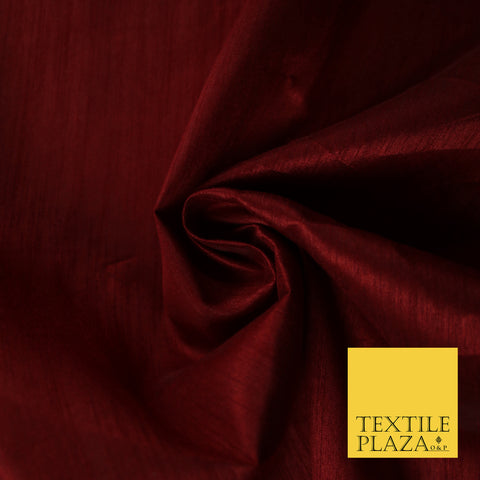 DEEP BURGUNDY Plain Dyed Faux Dupion Raw Silk Polyester Dress Fabric Material 7953