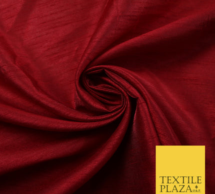 CHERRY MAROON  Plain Dyed Faux Dupion Raw Silk Polyester Dress Fabric Material 7954