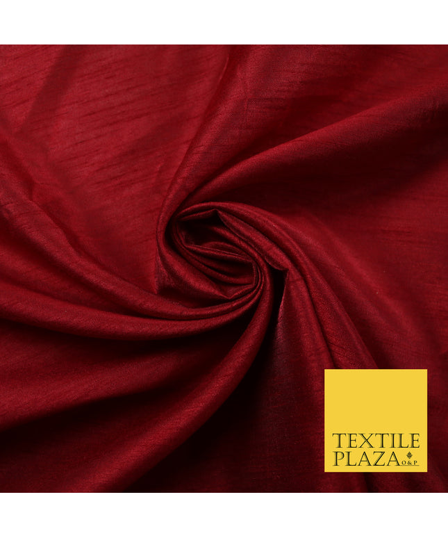 CHERRY MAROON  Plain Dyed Faux Dupion Raw Silk Polyester Dress Fabric Material 7954