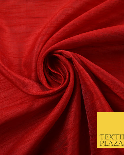 DEEP RED  Plain Dyed Faux Dupion Raw Silk Polyester Dress Fabric Material 7955
