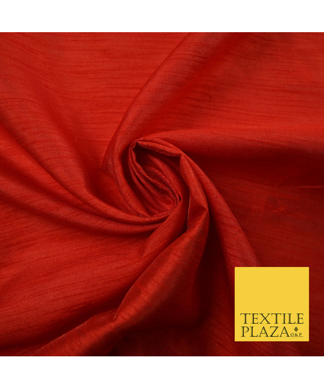 AUTUMNAL ORANGE Plain Dyed Faux Dupion Raw Silk Polyester Dress Fabric Material 7957