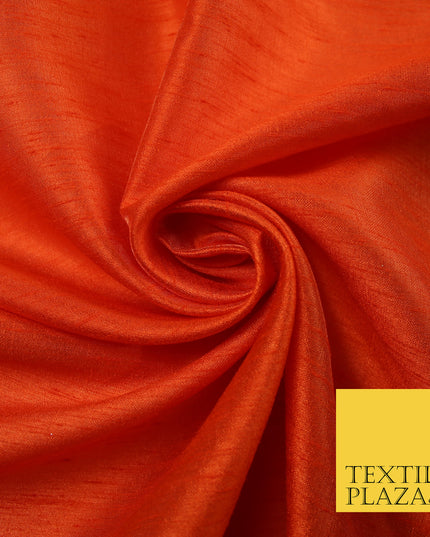 BLOOD ORANGE Plain Dyed Faux Dupion Raw Silk Polyester Dress Fabric Material 7959